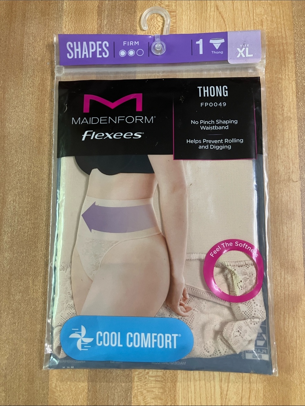 Maidenform Flexees Shapes Cool Comfort Thong — Beige / Nude / Tan (XL)